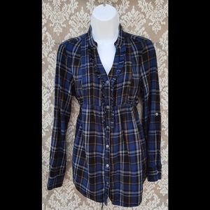Blue Plaid Maternity Shirt